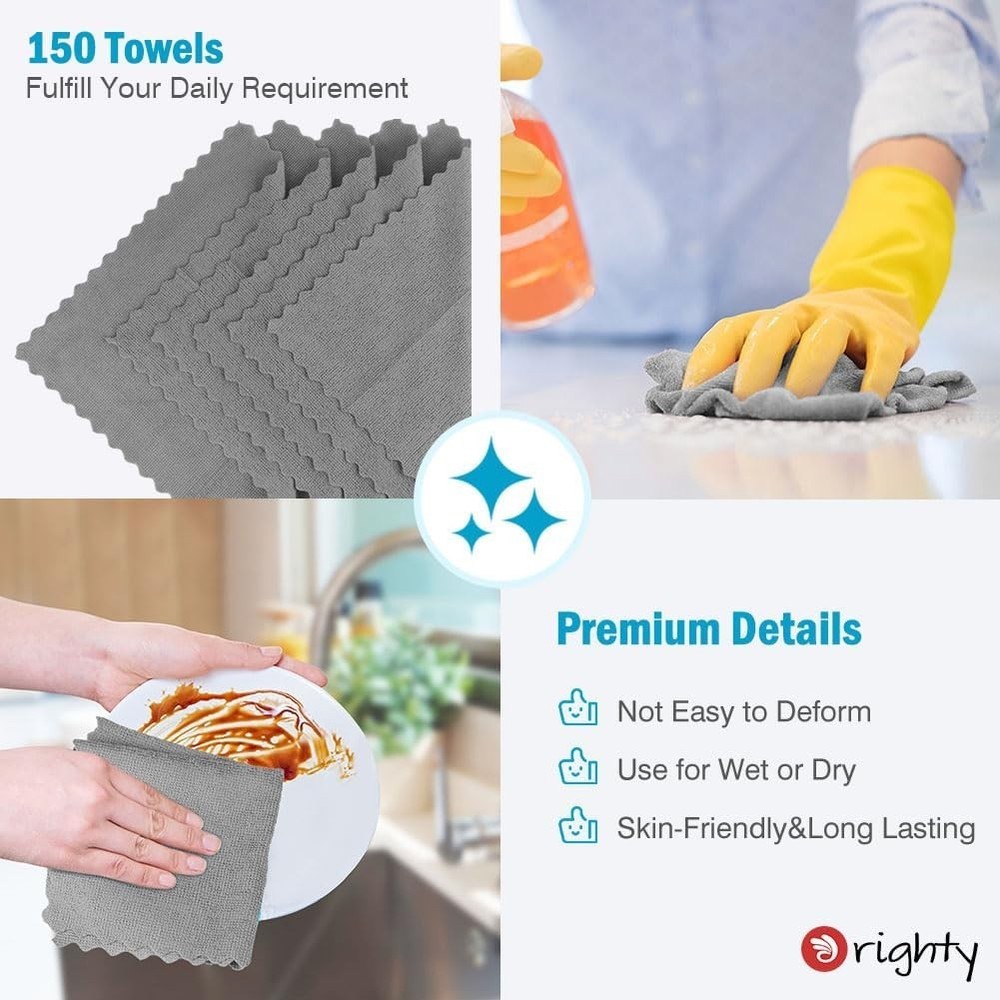 Versatile 150 Pack Grey Microfiber Cloths for Home & Auto – Gentle & Effective