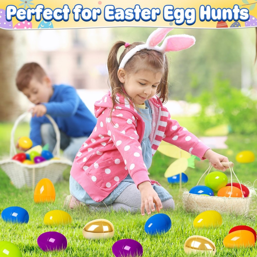V-Opitos 3.5'' Easter Plastic Eggs, 36 Empty Easter Eggs with 2 Golden Eggs, ...