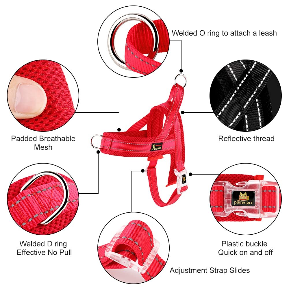 No Pull Dog Harness with Breathable Mesh Padded, Adjustable Reflective Escape...