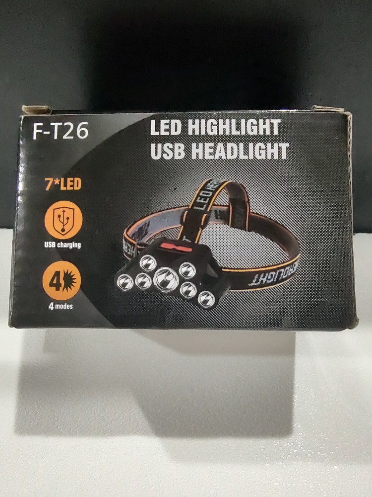 LED USB Headlight with headstrap rechargable with recharge cable