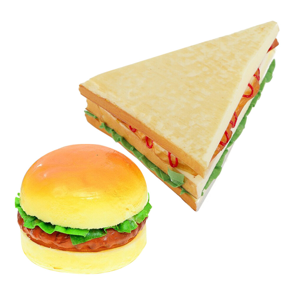 2PCS Burger Model Fake Hamburger Artificial Bread Simulation Food Display Prop
