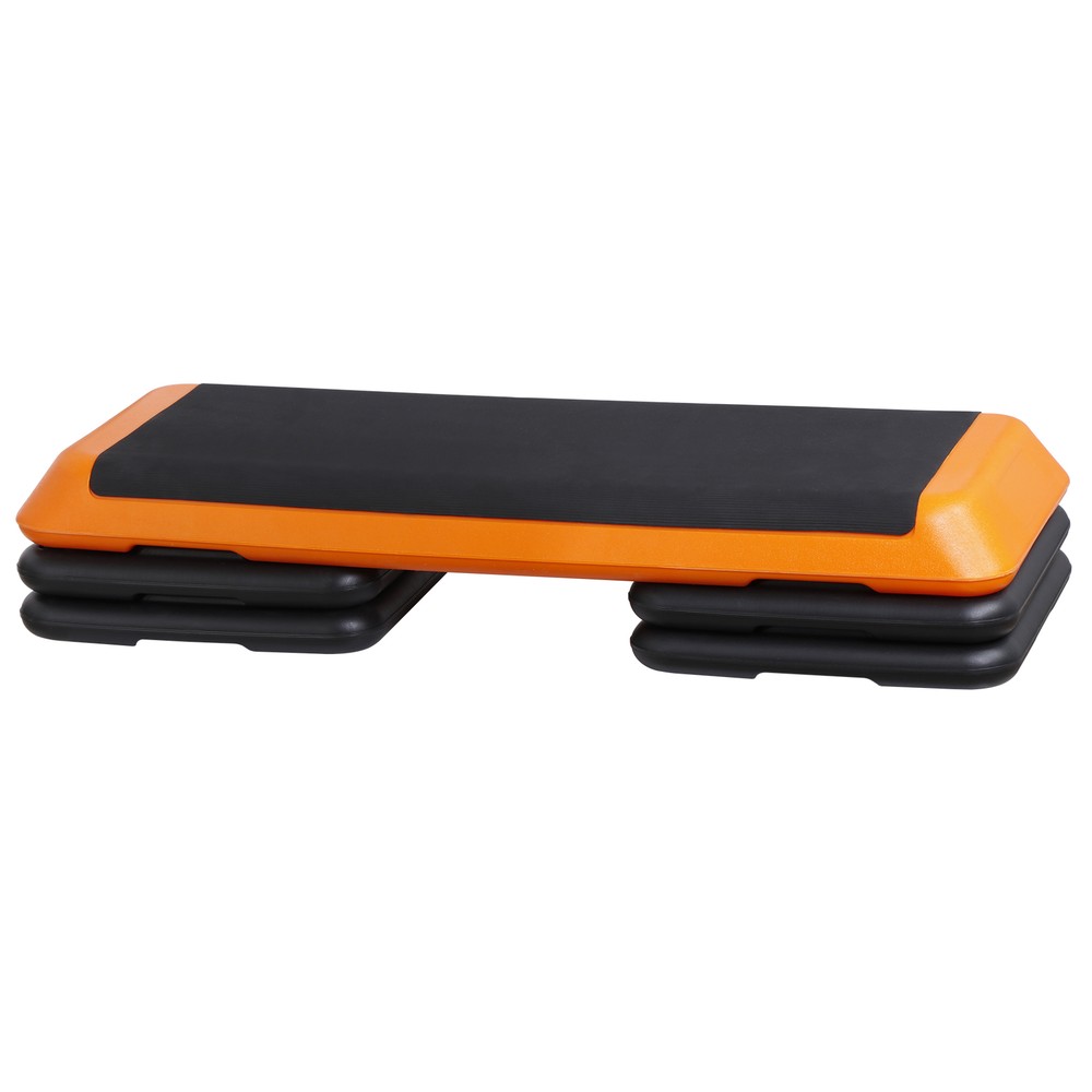 43.1'' Aerobic Exercise Step Platform with Adjustable Risers 4''-6''-8'' Yellow