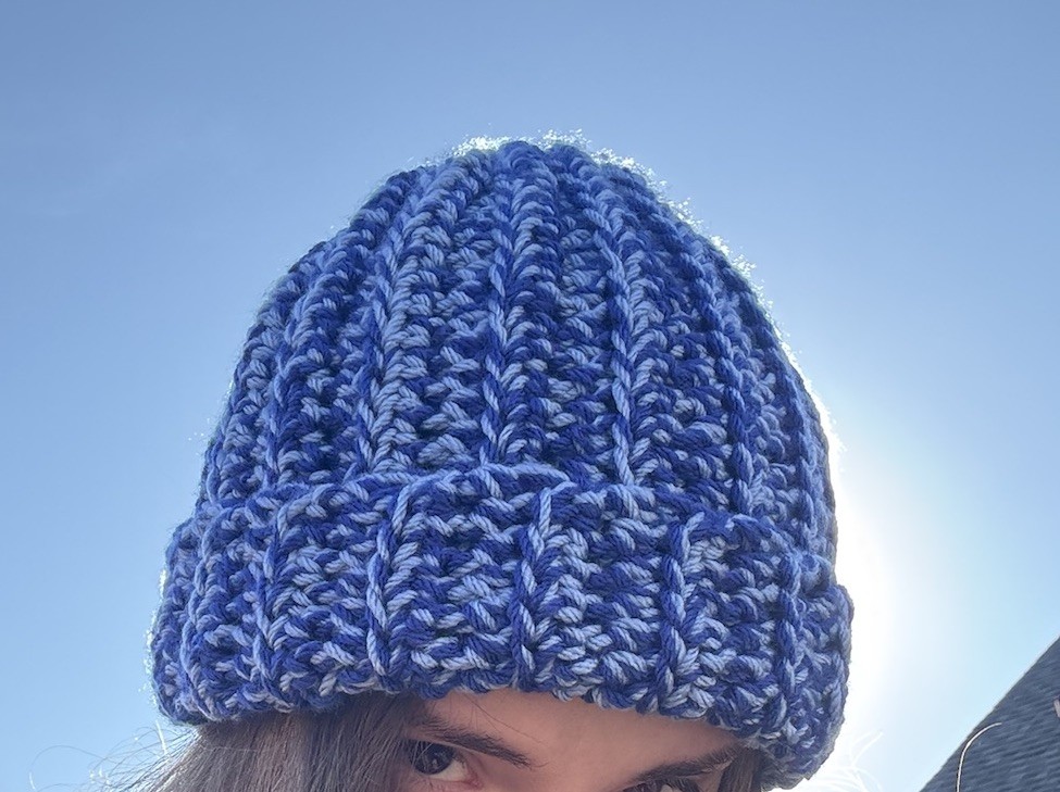 Handmade Crochet Beanie - Royal & Mid Blue