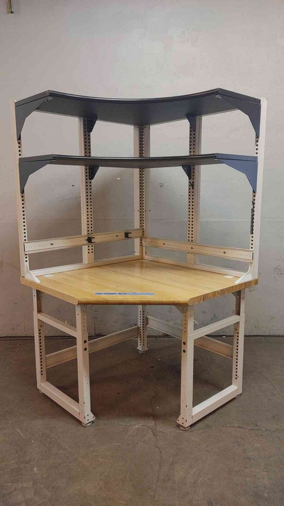 Standing Height Technical Corner Desk with Reagent Shelving(103875)