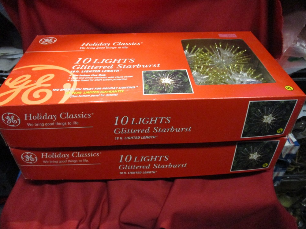 GE Holiday Classics 10 Light Glittered Starburst NOS Quan 2