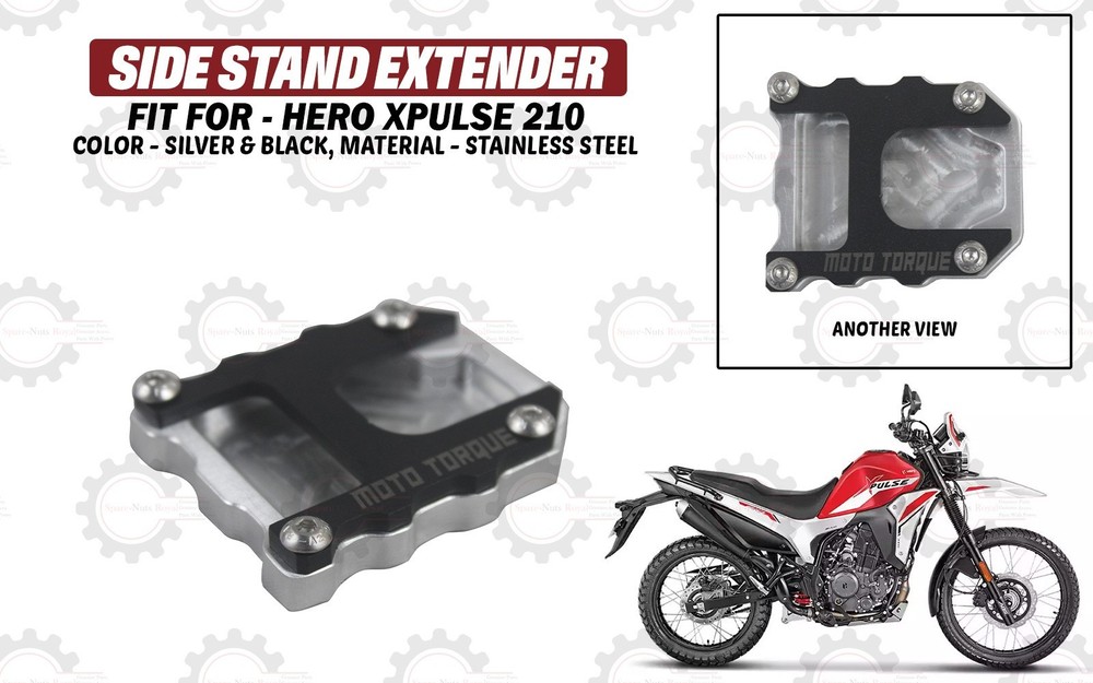 Side Stand Extender Black "& Silver Fit For Hero Xpulse 210"