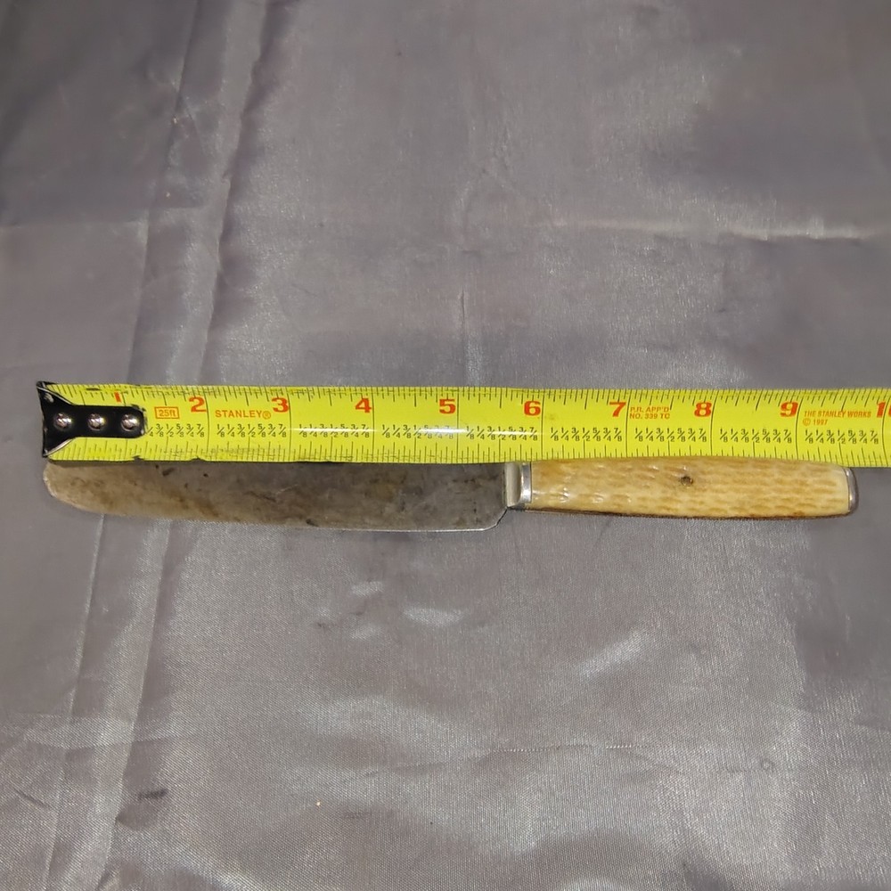 Antique Mid-Late 1800's Unmarked Bone Style Handle Knife Rounded End Very Sharp