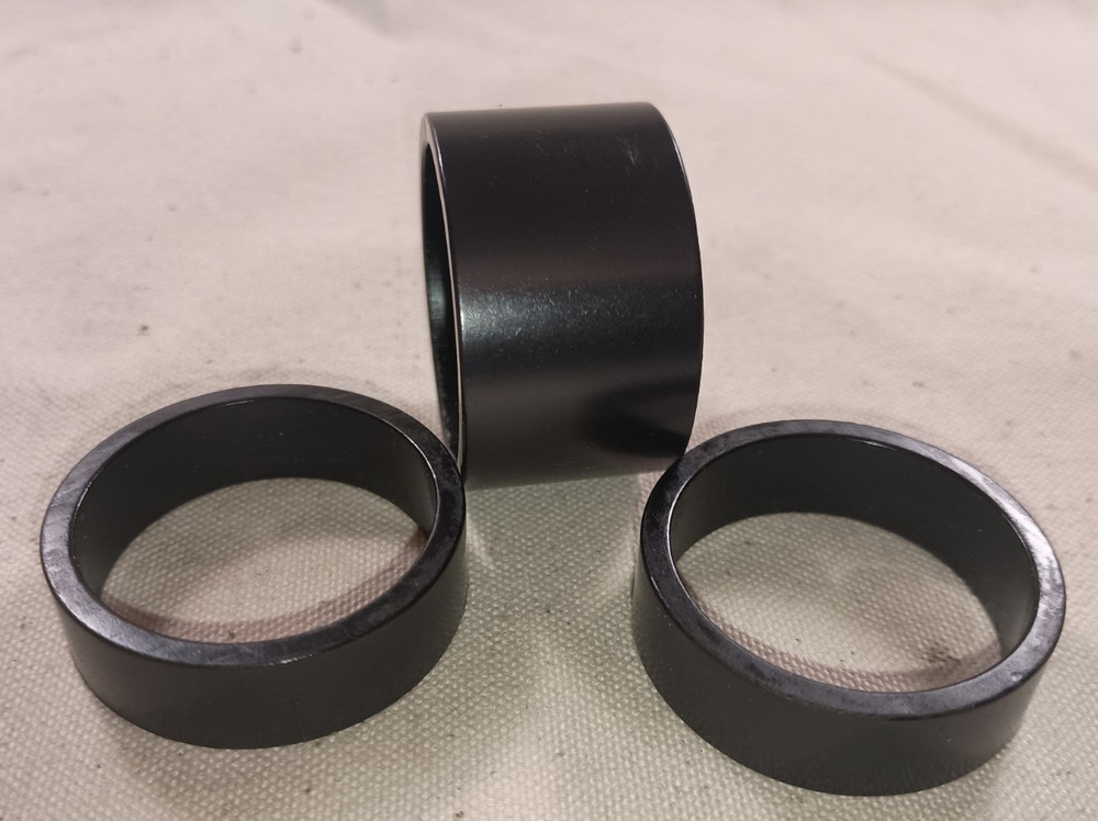 1 1/8" Threadless Headset Spacers 20mm + 2x10mm Black Aluminum -- Excellent
