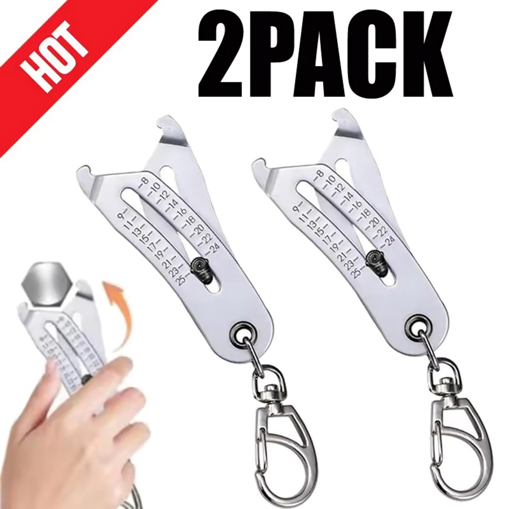 2PCS Portable Thread Gauge Set - Bolt Size Identifier with Keychain Accessory