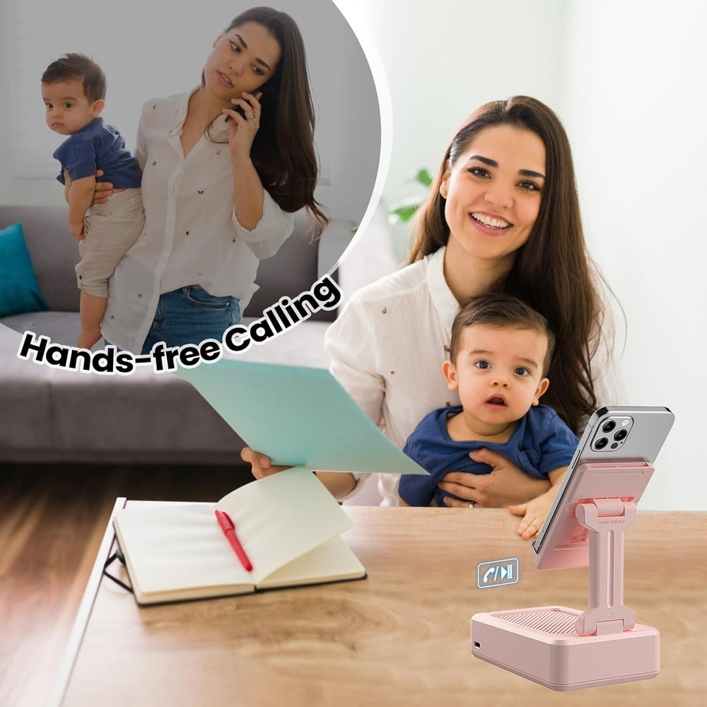 TechGlow Gift for Women Foldable Cellphone Stand with Bluetooth Speaker Wireless