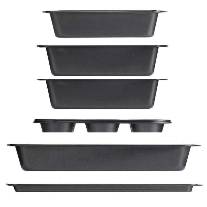 6 Piece Non-Stick Bakeware Set Carbon Steel Easy Release Cleanup Baking Tools US