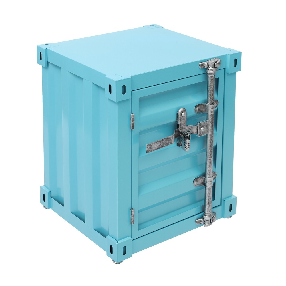 Floorstanding Side Table, Industrial Style Container Cabinet, Iron Bedside Table
