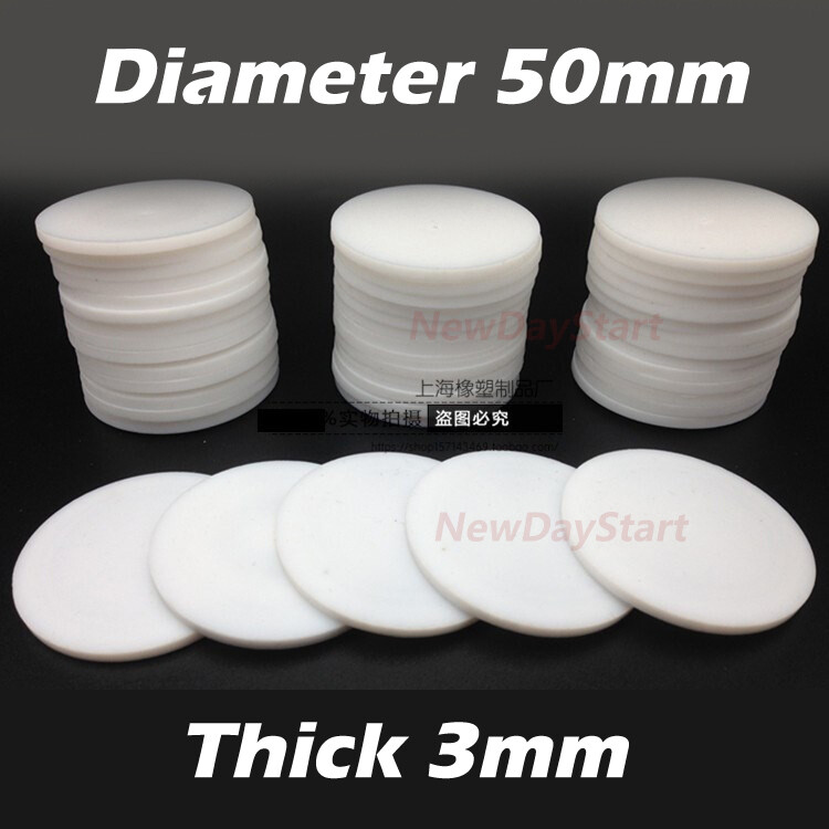 PTFE Round Disc Plate Pad,Diameter 50mm,thick 3mm