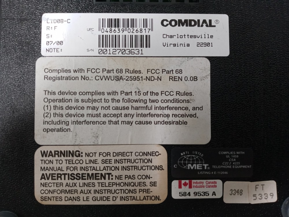 Comdial CID08-C 8-Port Caller ID Unit
