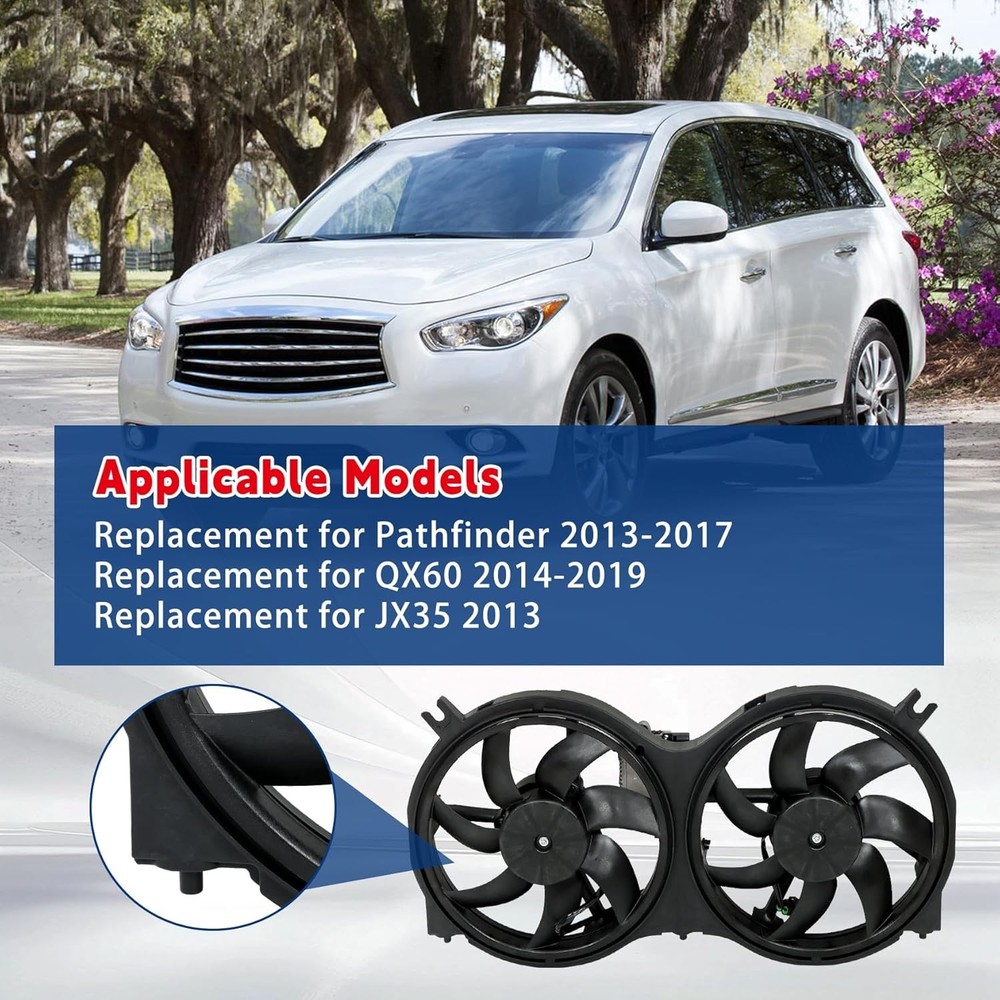 Dual Radiator Fan with Control Module Replacement for 2013-2018 Pathfinder