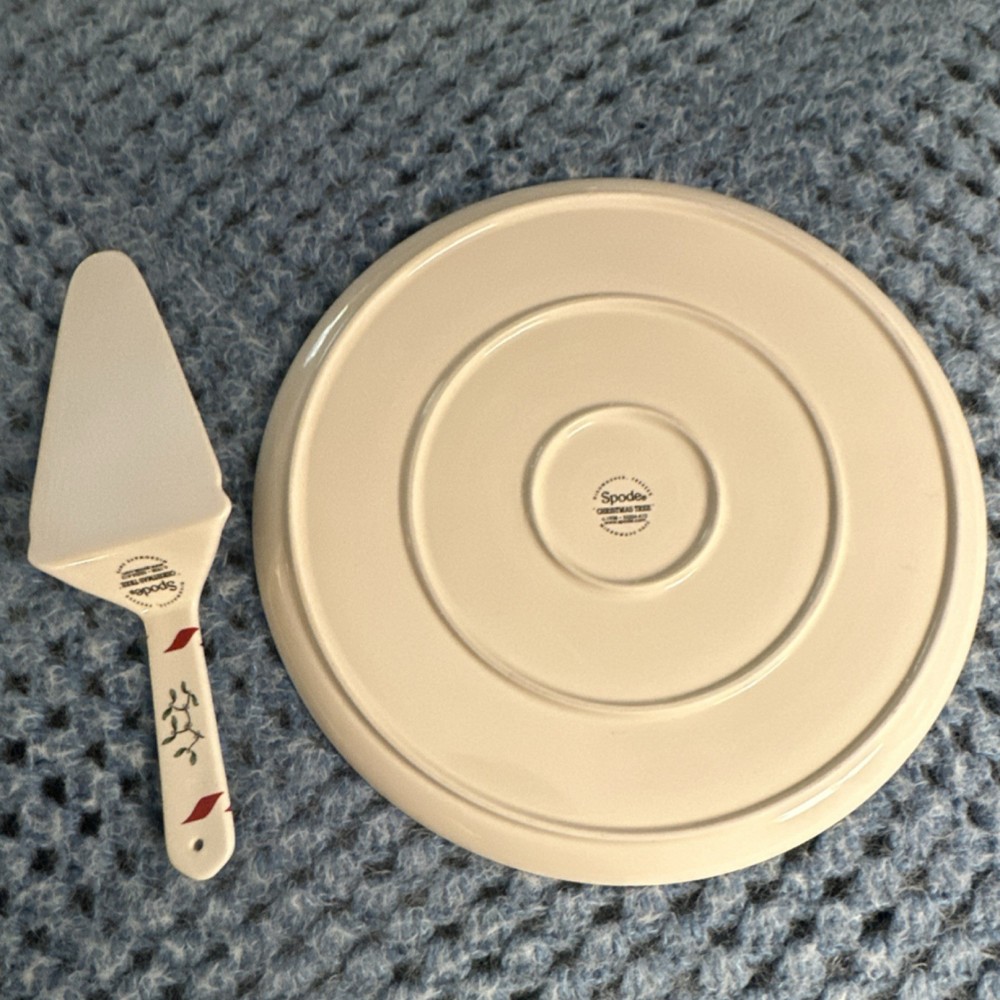 Spode Christmas Tree Ceramic Cake Stand & Server Set, Dishwasher Safe