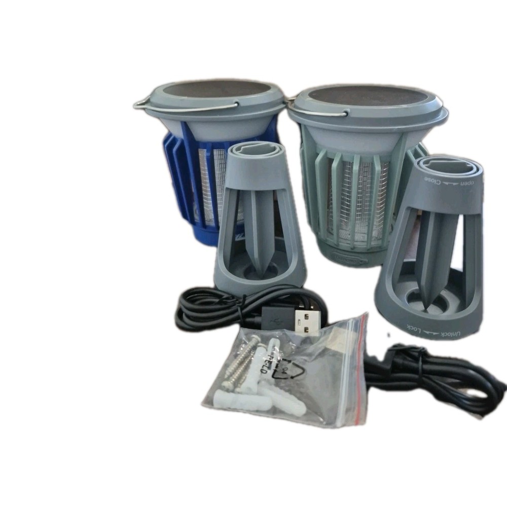 NEW! WISELY 2 PACK SOLAR "BUG" ZAPPER LANTERNS! SOLAR & RECHARGEABLE!