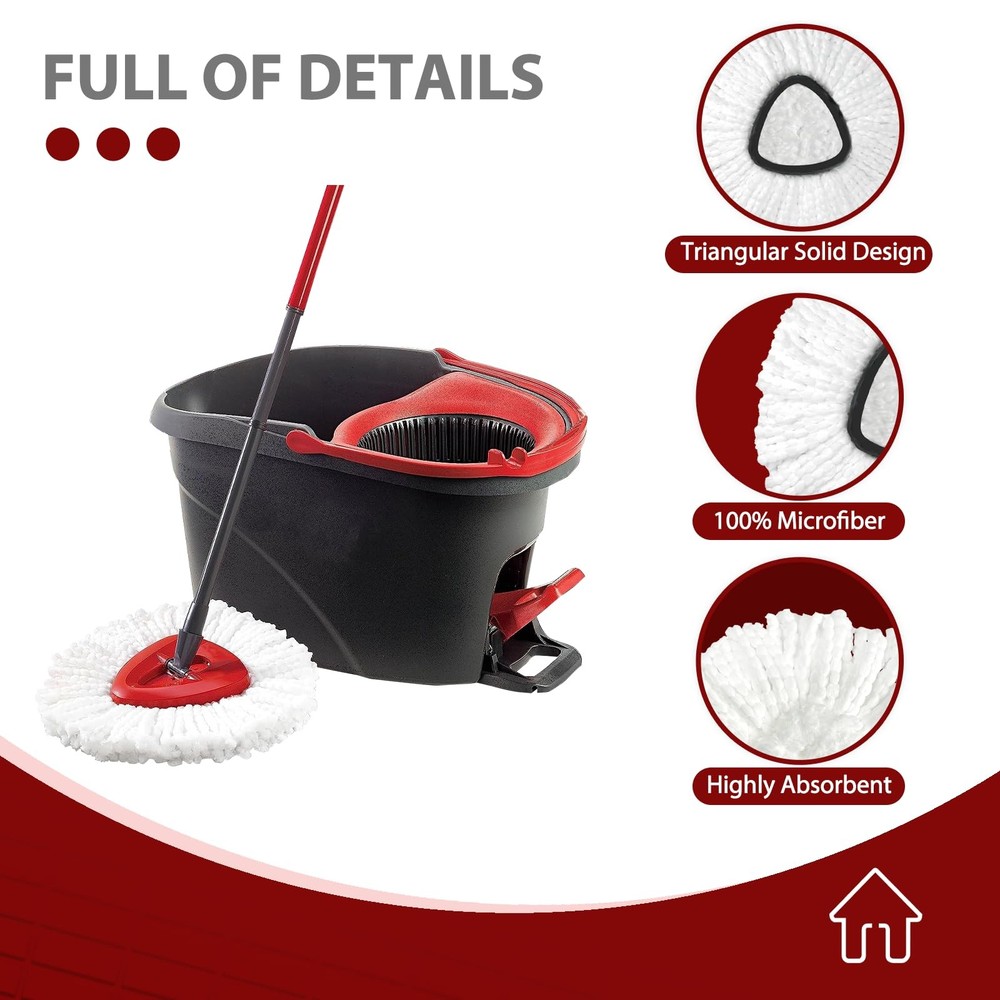 4 Pack Mop Refill Heads, Machine Washable Microfiber, Spin Mop Compatible