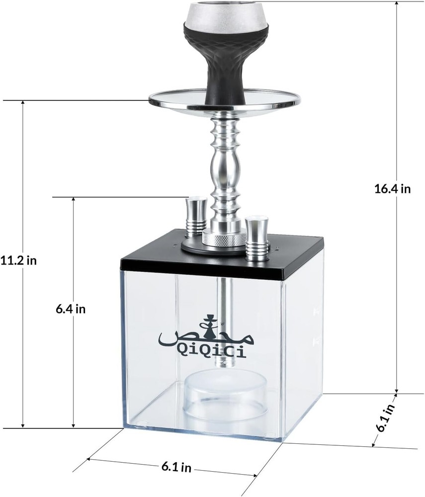 Hookah Set 2 Hose Hookahs Shisha with Everything Modern Cube Hookahs Acrylic Hoo
