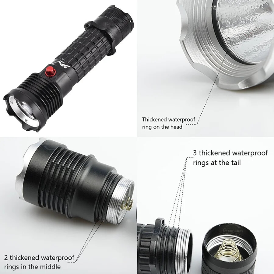 Underwater Flashlight Professional Diving Light LED Waterproof Dive Scuba Lamp
