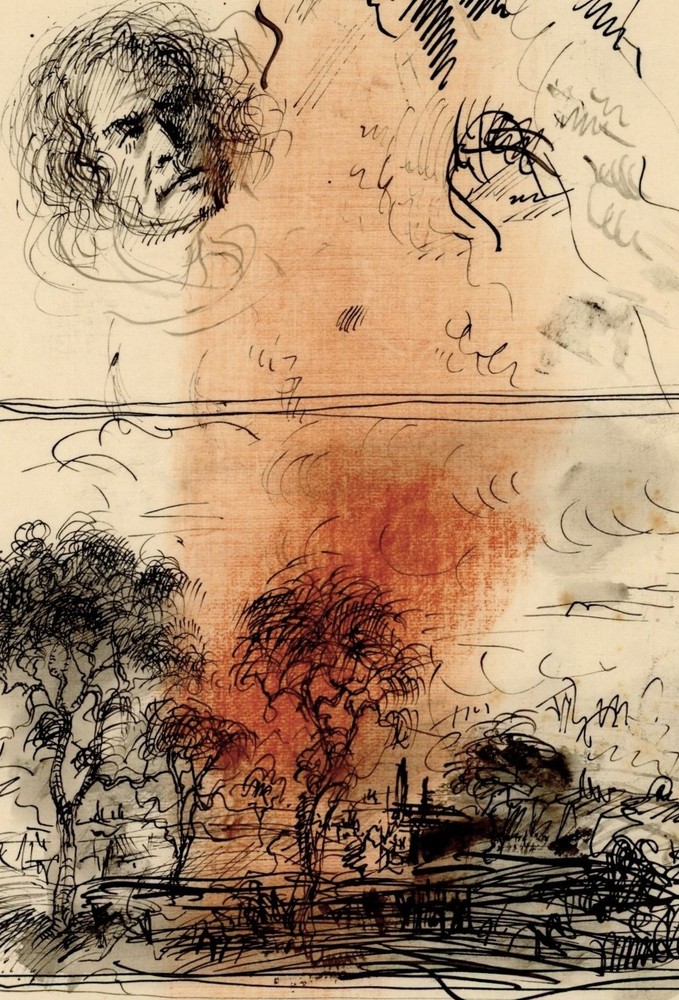 Willi Schmid portrait landscape sketch Munich Secession drawing unique