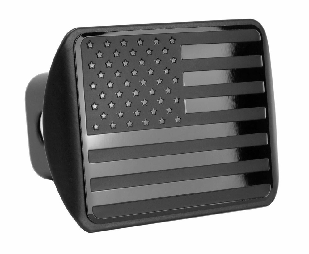 2.5'' USA Black Flag Metal Trailer Hitch Cover Fits 2.5" Receivers
