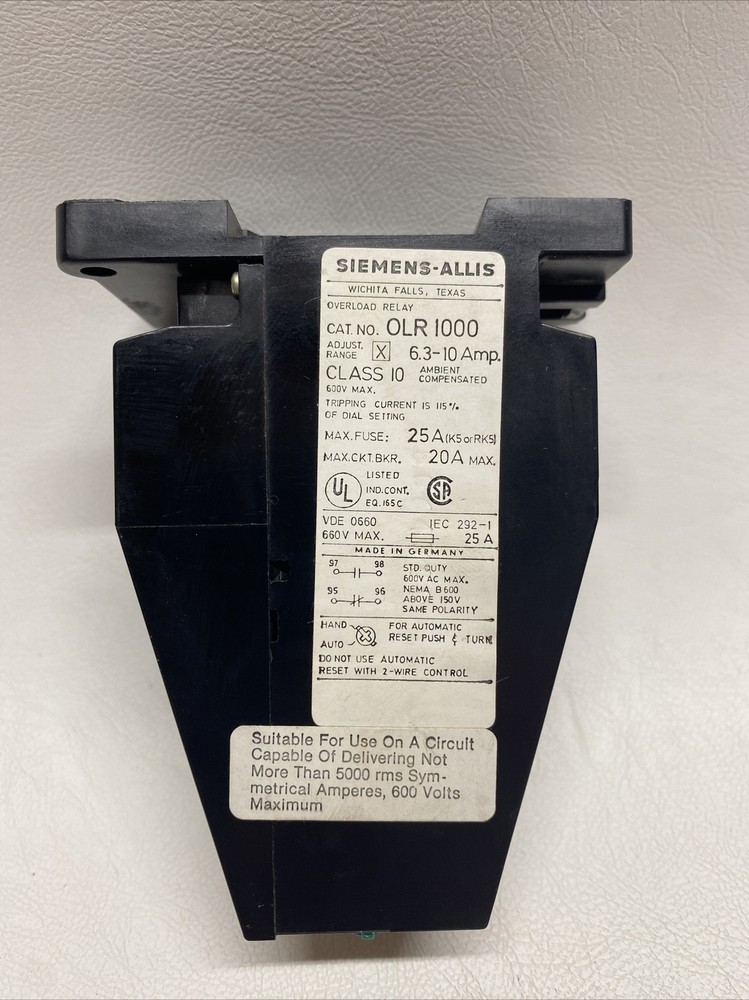 NNB Siemens OLR 1000 Relay