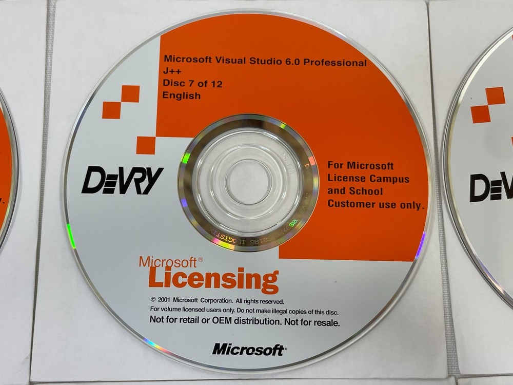 Microsoft DeVry Visual Studio 6.0 Professional 12-Disc Complete Set Software CD