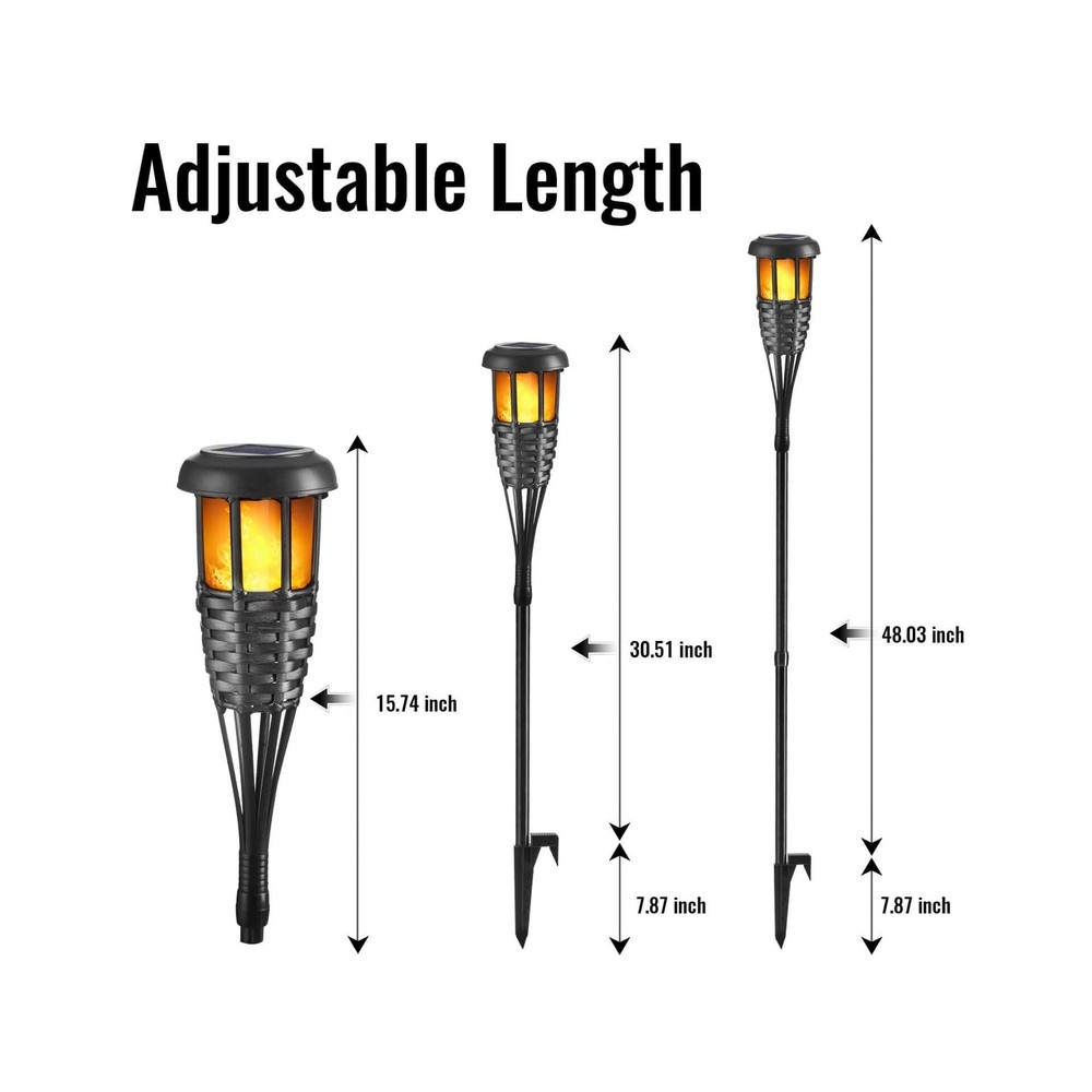 Solar Torch Light with Flickering Flame, 4 Pack Waterproof Bamboo Torches Han...