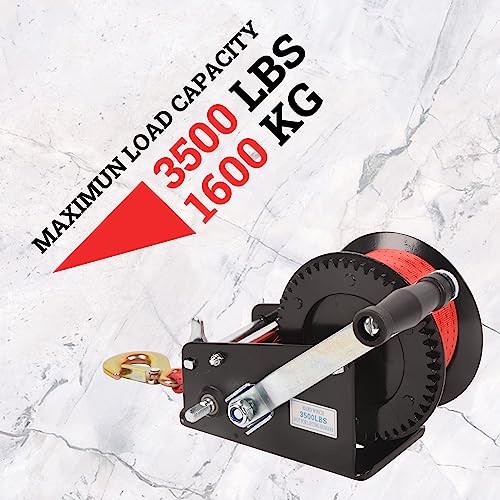 3500lbs Capacity Boat Trailer Winch Heavy Duty 3500lbs with polyester strap