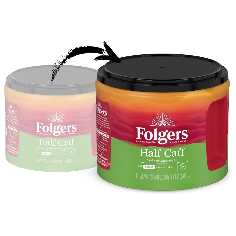 Medium Roast Ground Coffee Half Caffeinated 22.6 oz Canister