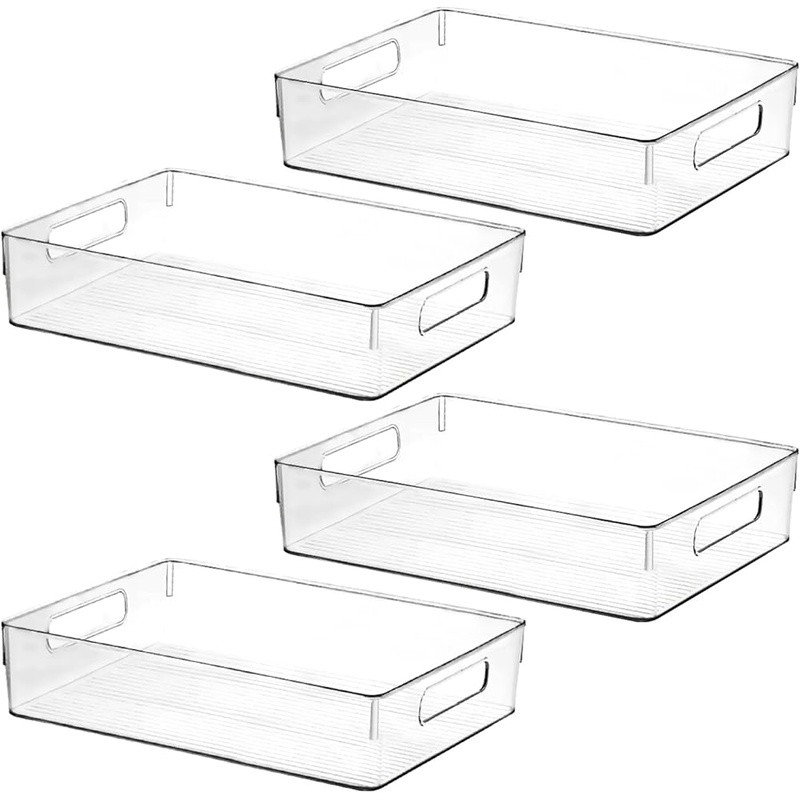 Clear Plastic Storage Bins Stackable Organizers Home Storage Heavy Duty New