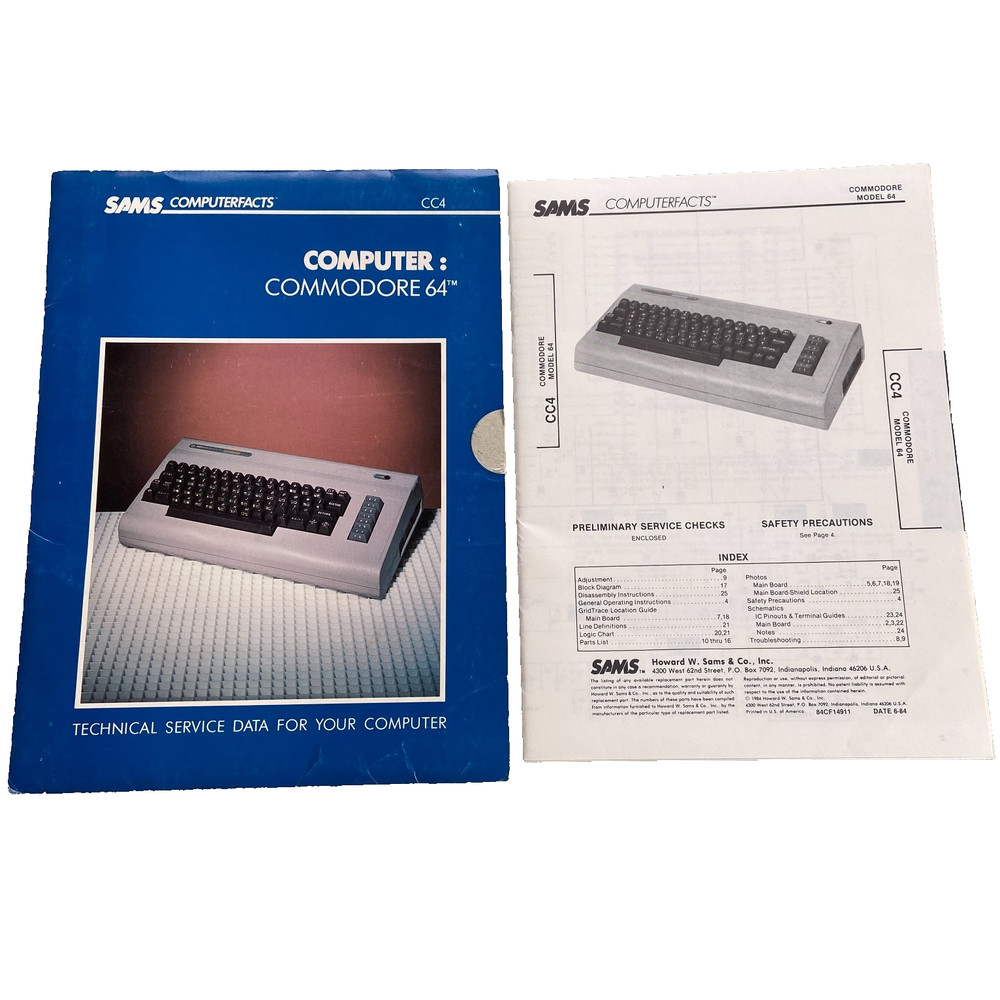 Vintage Sams Computer Facts Commodore 64 CC4 Technical Specs Service Data Manual