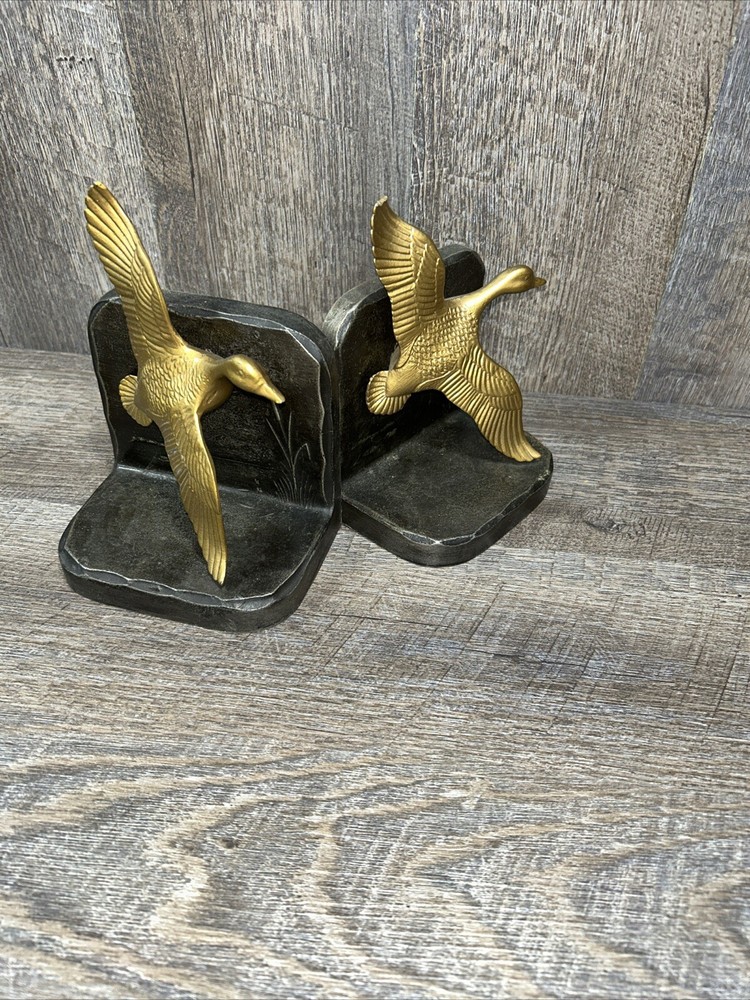 Vntg Flying Duck  Metal Bookends  1960’s