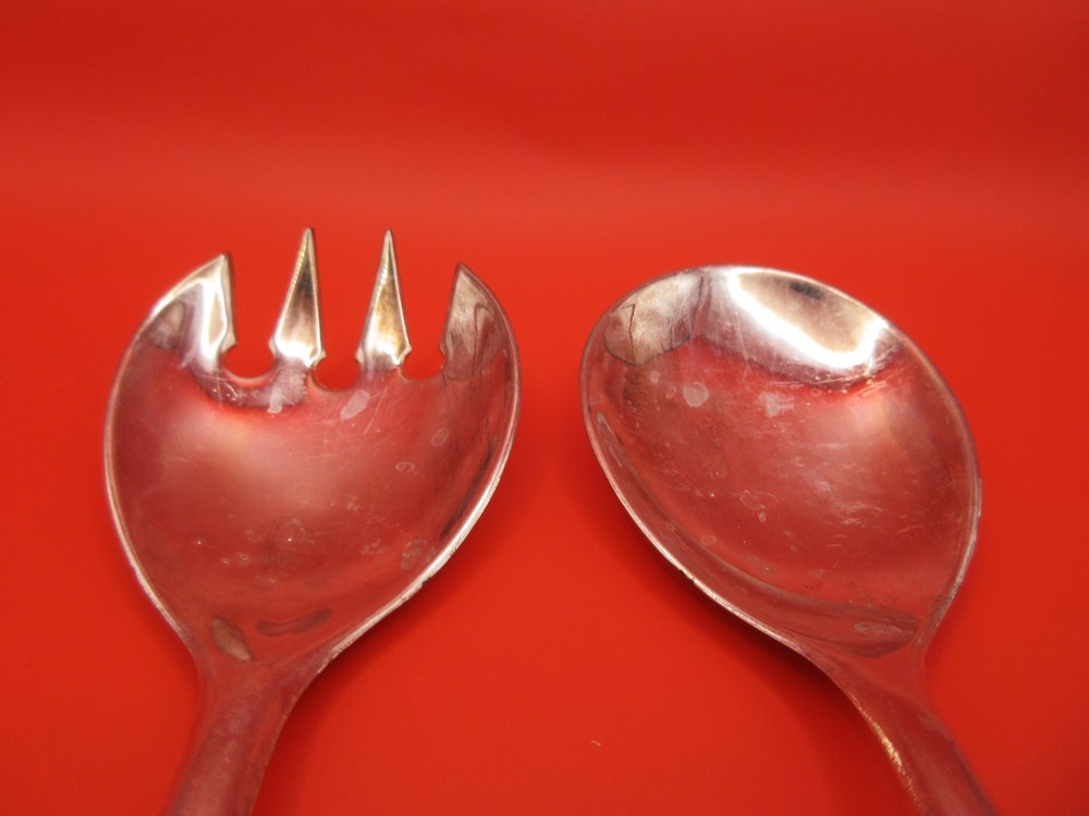 9" Vtg Flatware Silverplate Set Serving Spoon & Fork Classic Made in Italy
