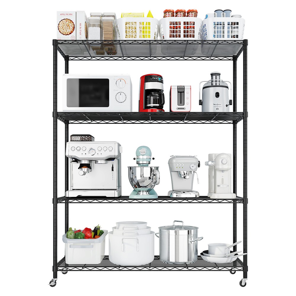 65"H Wire Rolling Shelving Unit on Wheels Adjustable Storage Rolling Wire Rack