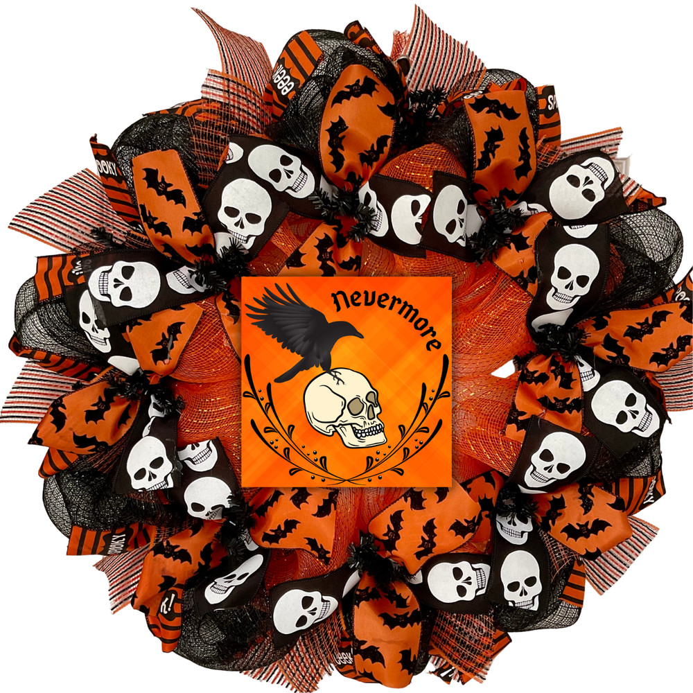 Nevermore Raven Handmade Deco Mesh Wreath