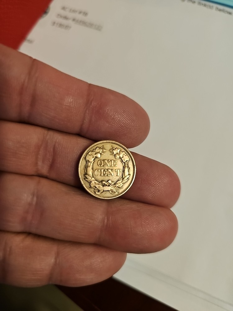 1857 Flying Eagle Cent Penny AU, Almost Uncirculated