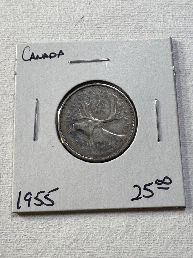 1955 Canada 25 Cents Silver Coin
