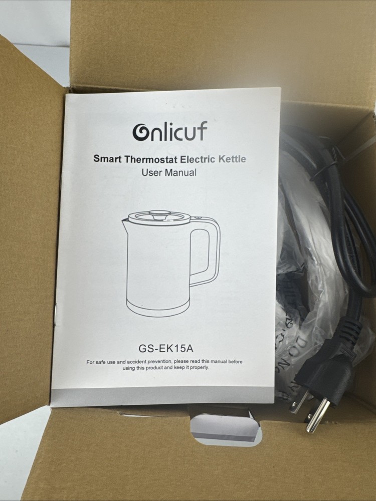 Onlicuf Stainless Steel Electric Kettle 1.5L GS-EK15A New Open Box