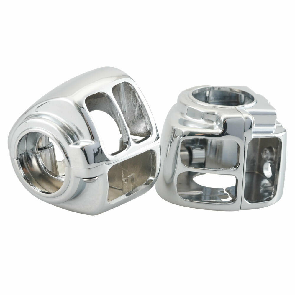 Chrome Hand Control Switch Housing Cover 6pcs Button Cap For Harley Dyna Softail