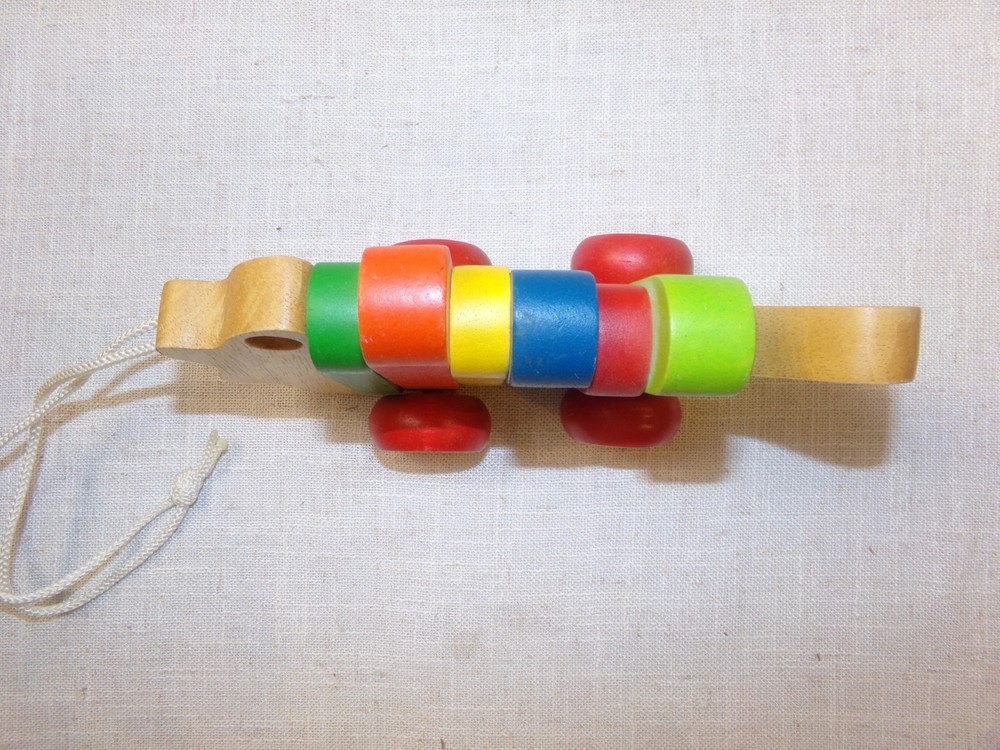 Wooden Pull Along Toy Colorful Rainbow Fish