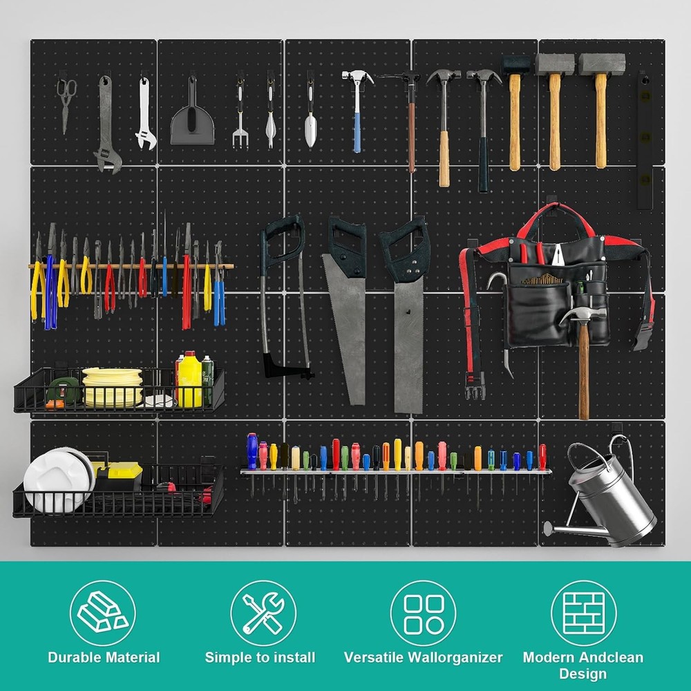 Peg Board 4 Pack Metal Pegboard Panels Black Pegboards Wall Organizer