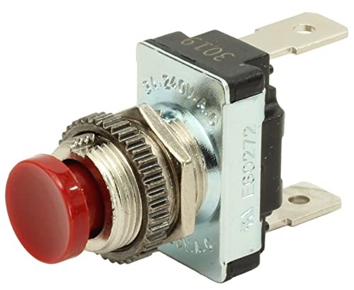 Fastronix AC/DC Momentary Push Button Switch with 14-16 ga. Terminals Red
