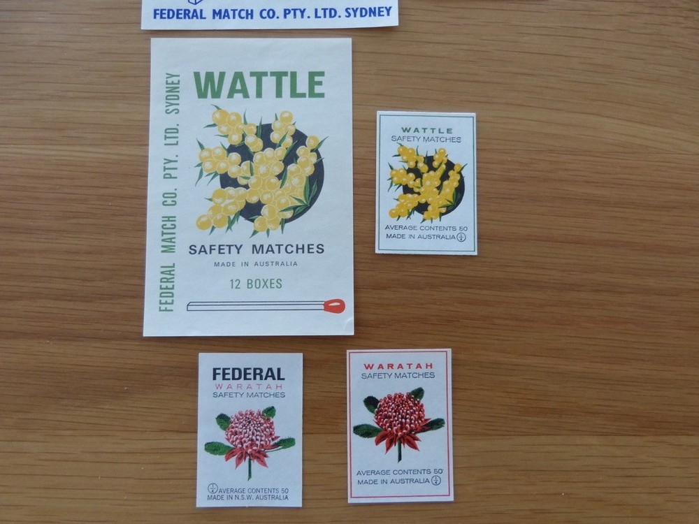 FEDERAL SAFETY MATCHES PACKET & MATCHBOX LABELS - UNUSED