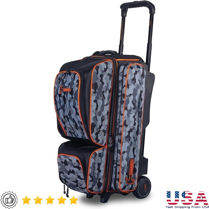 Gauntlet Triple Roller Bowling Bag W/ Shoe Compartment & Accessory Pockets New