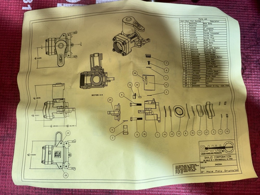 Banjo DM200A 2in Poly Female Drymate Coupling Low Profile Handle.