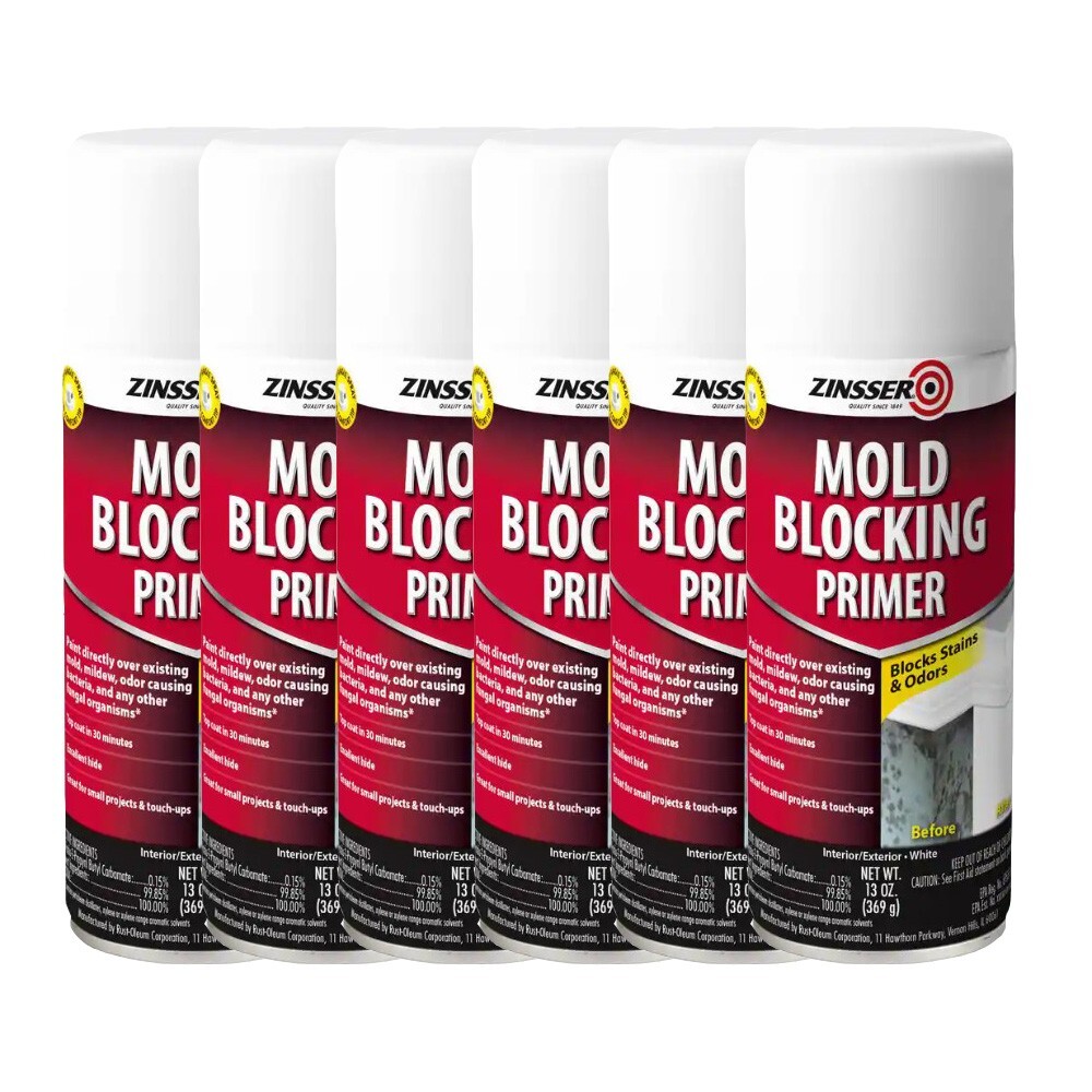 Zinsser Mold Blocking Interior/Exterior Primer, Blocks Stains & Odors - 6 Pack