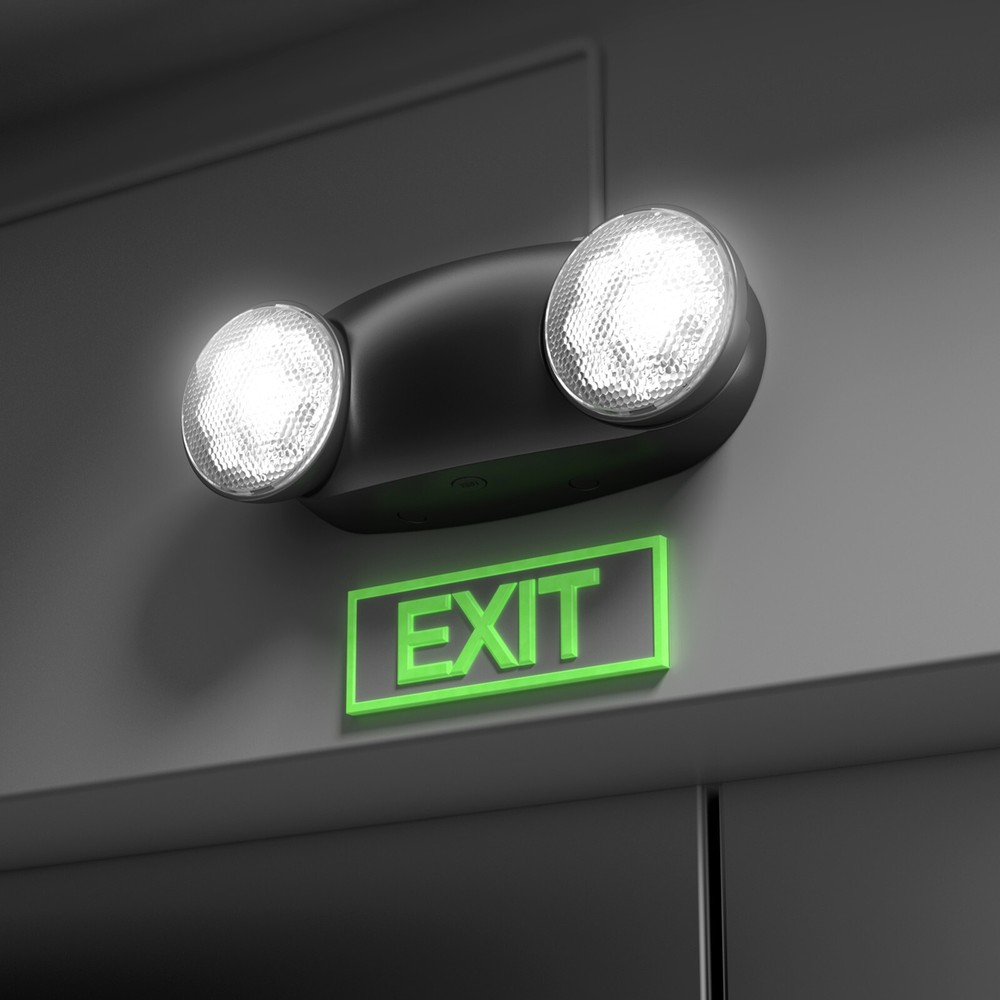 UL Listed 1 Pack Black Emergency Exit Lights with Battery Backup For Business.