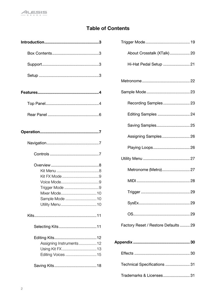 Alesis Strike — User Guide Manual Documentation Reference — 31 Pages — USA Made